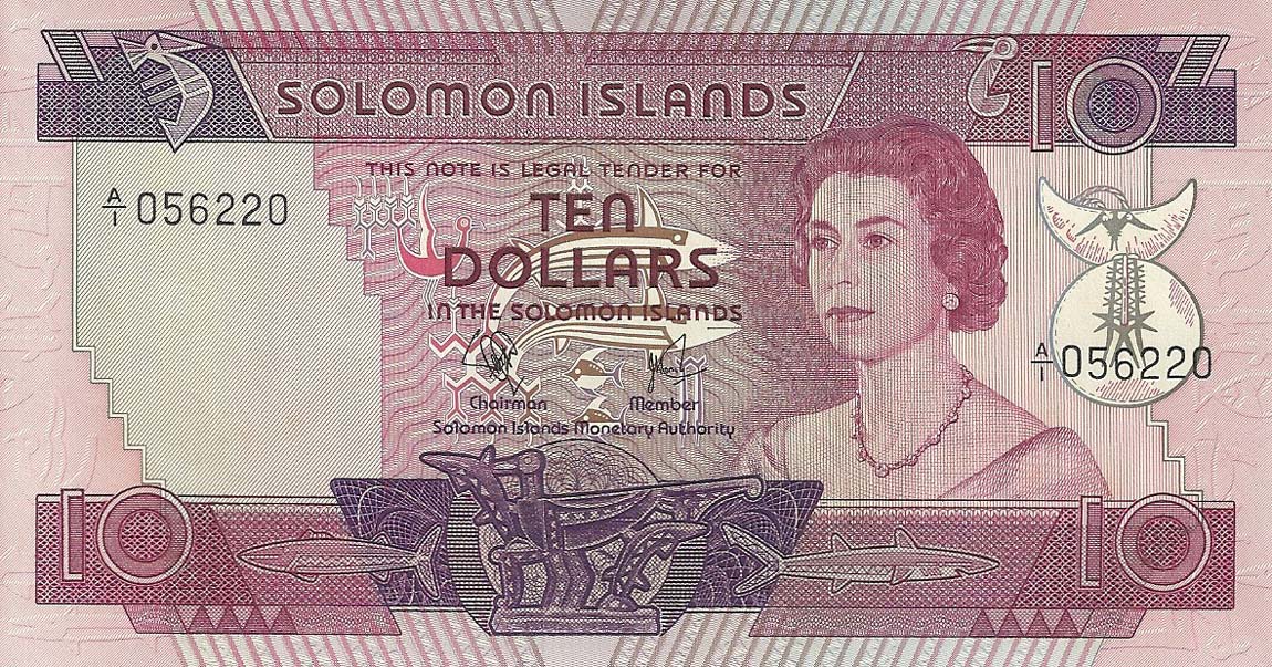 Front of Solomon Islands p7a: 10 Dollars from 1977