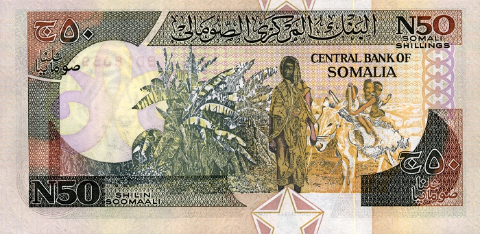 Back of Somalia pR2a: 50 N Shilin from 1991