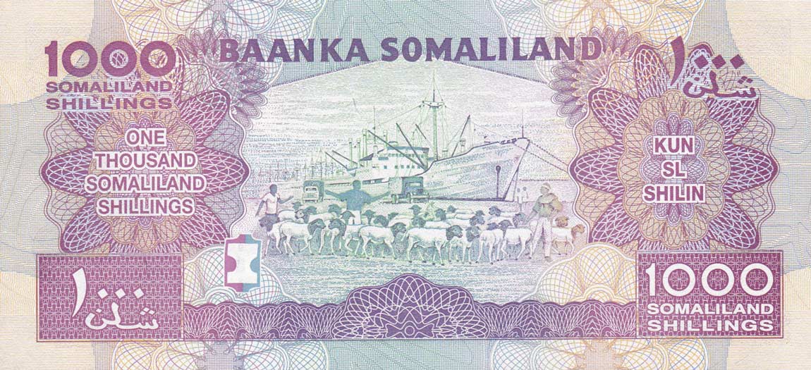 Back of Somaliland p20a: 1000 Shillings from 2011