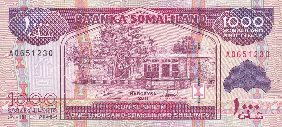Front of Somaliland p20a: 1000 Shillings from 2011