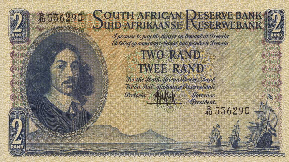 Front of South Africa p104a: 2 Rand from 1961