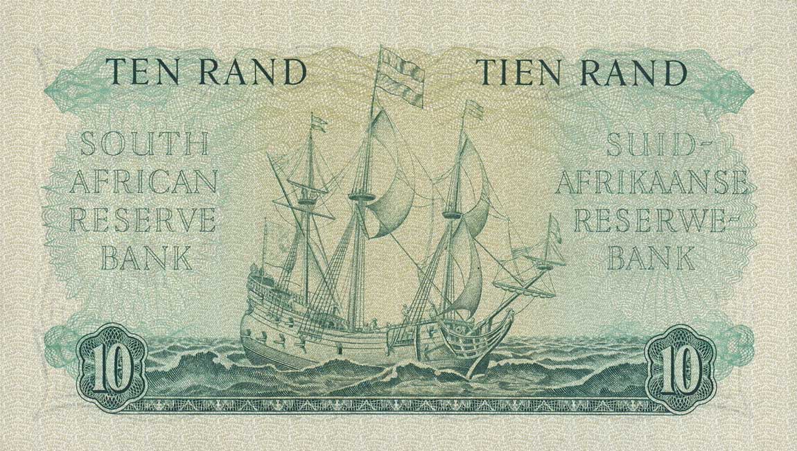 Back of South Africa p107a: 10 Rand from 1961