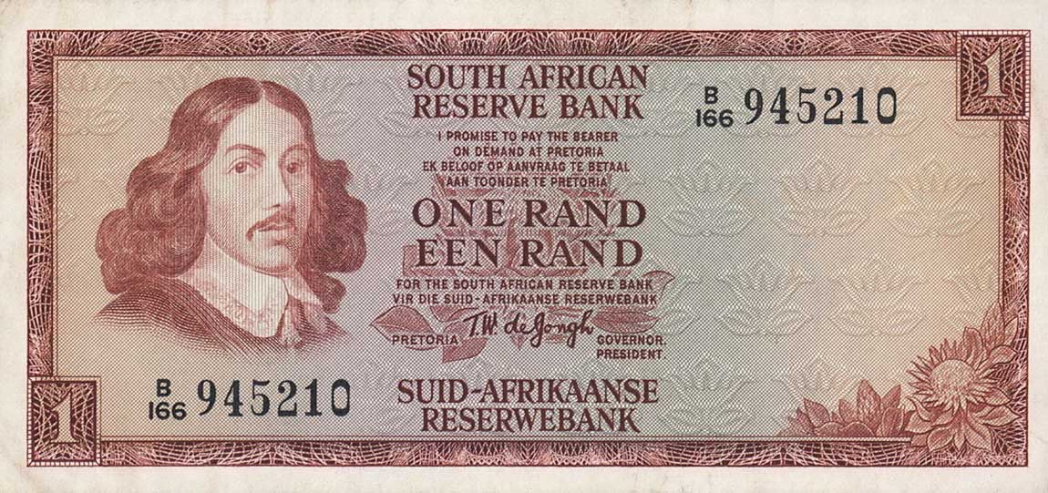 Front of South Africa p115a: 1 Rand from 1973