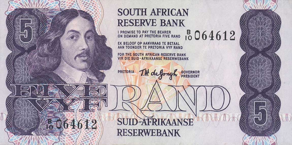 Front of South Africa p119a: 5 Rand from 1978