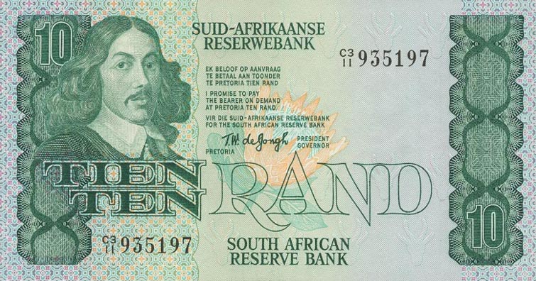 Front of South Africa p120a: 10 Rand from 1978