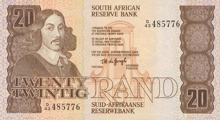 Front of South Africa p121a: 20 Rand from 1978