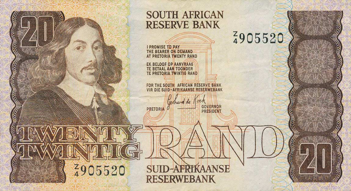 Front of South Africa p121b: 20 Rand from 1981