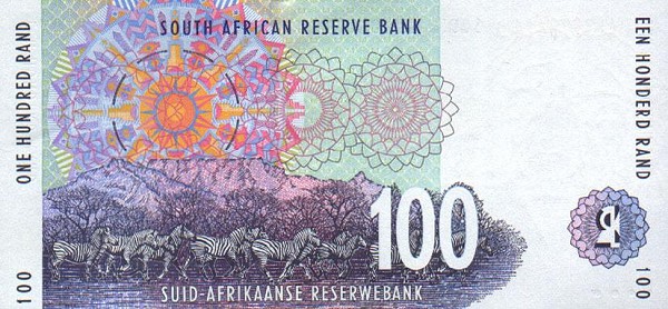 Back of South Africa p126a: 100 Rand from 1994