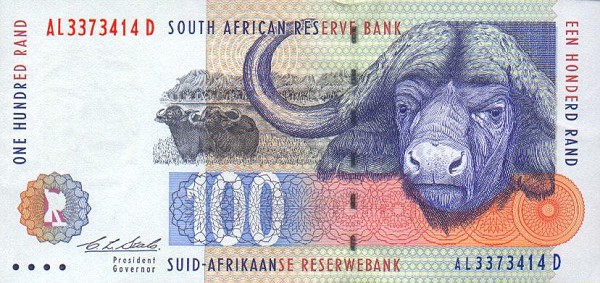 Front of South Africa p126a: 100 Rand from 1994