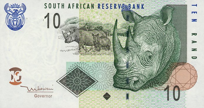 Front of South Africa p128a: 10 Rand from 2005