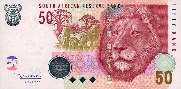 Front of South Africa p130a: 50 Rand from 2005