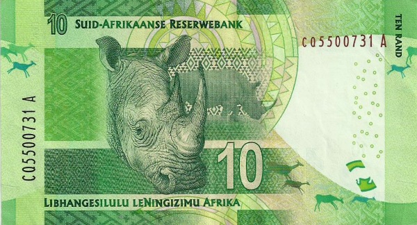 Back of South Africa p138a: 10 Rand from 2013