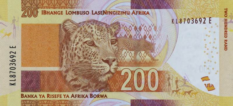 Back of South Africa p142b: 200 Rand from 2013