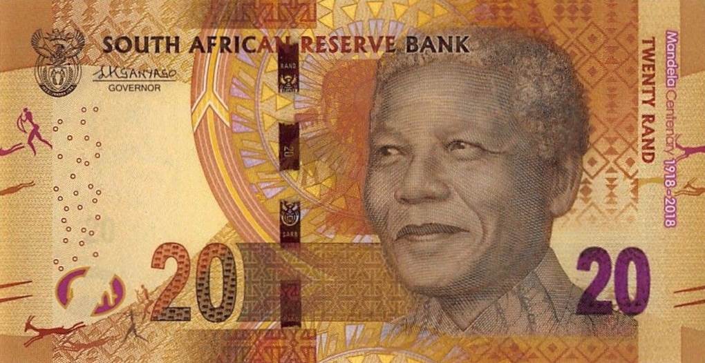 Front of South Africa p144: 20 Rand from 2018