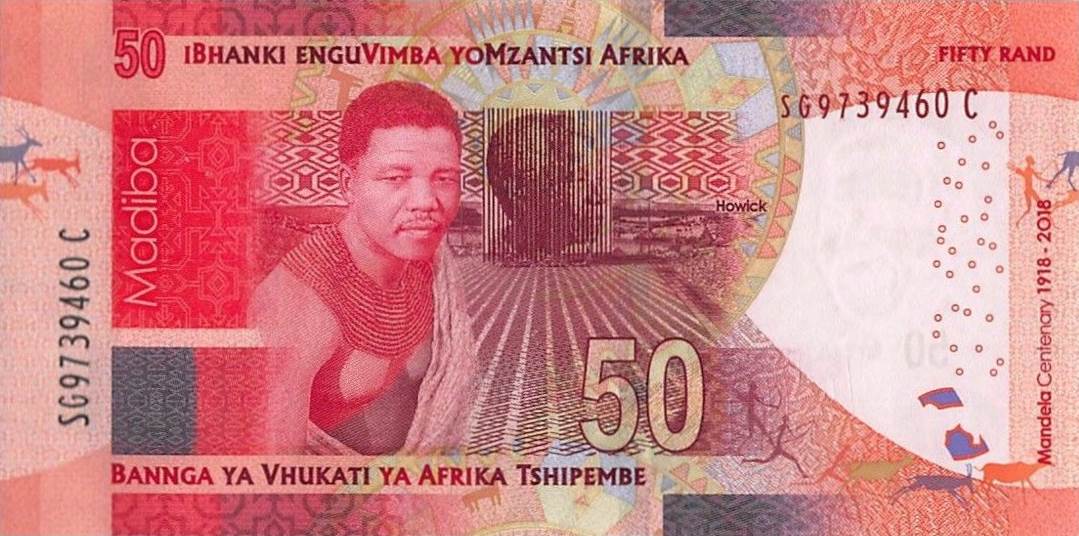 Back of South Africa p145: 50 Rand from 2018