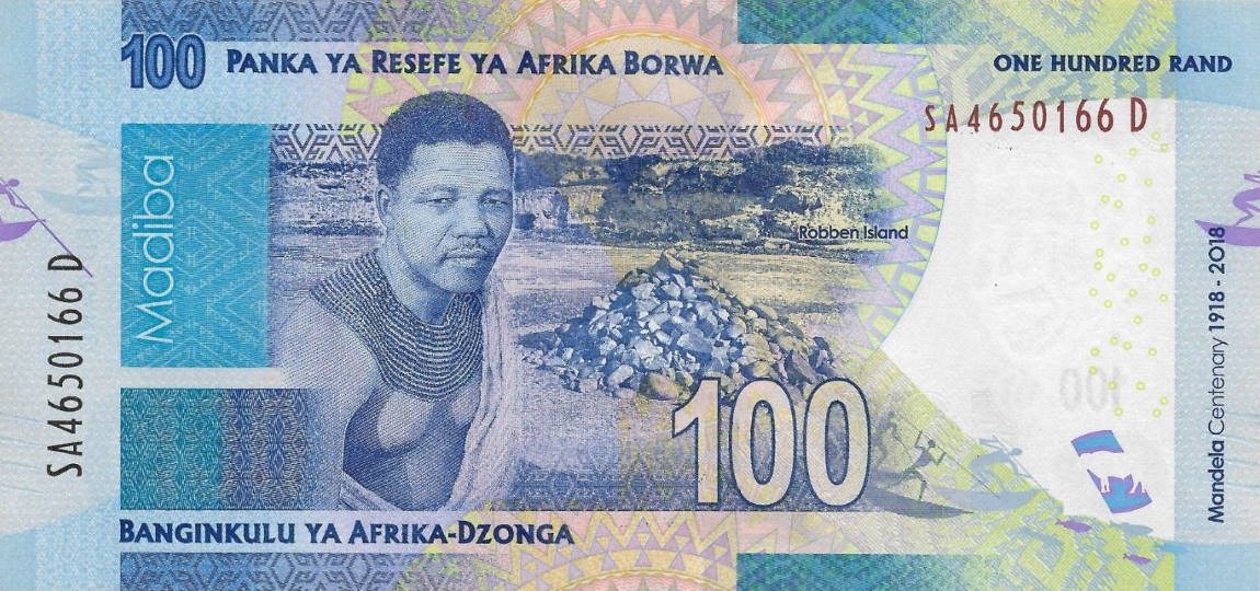 Back of South Africa p146: 100 Rand from 2018