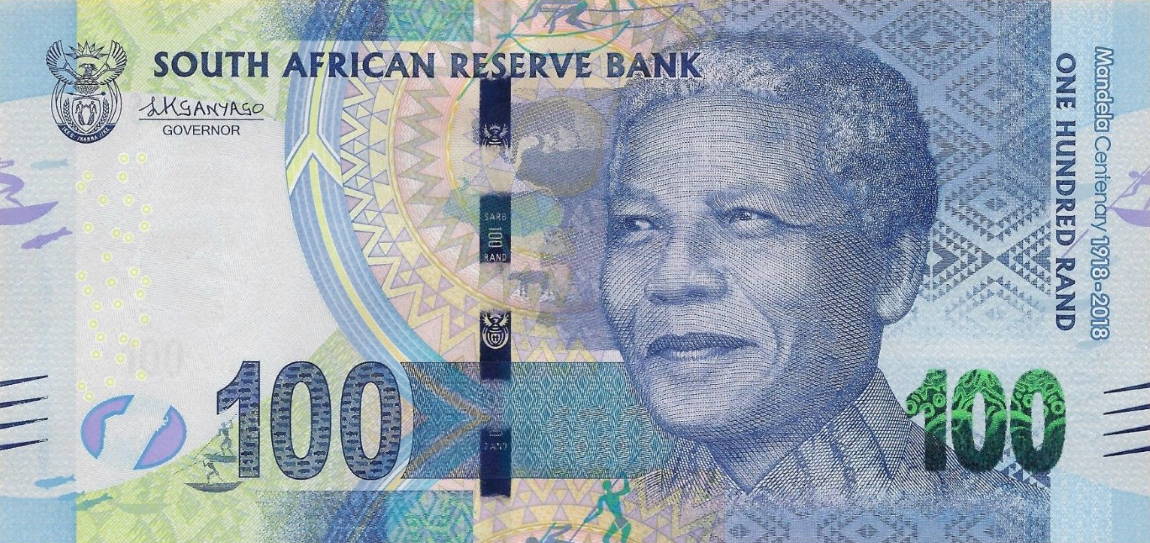 Front of South Africa p146: 100 Rand from 2018