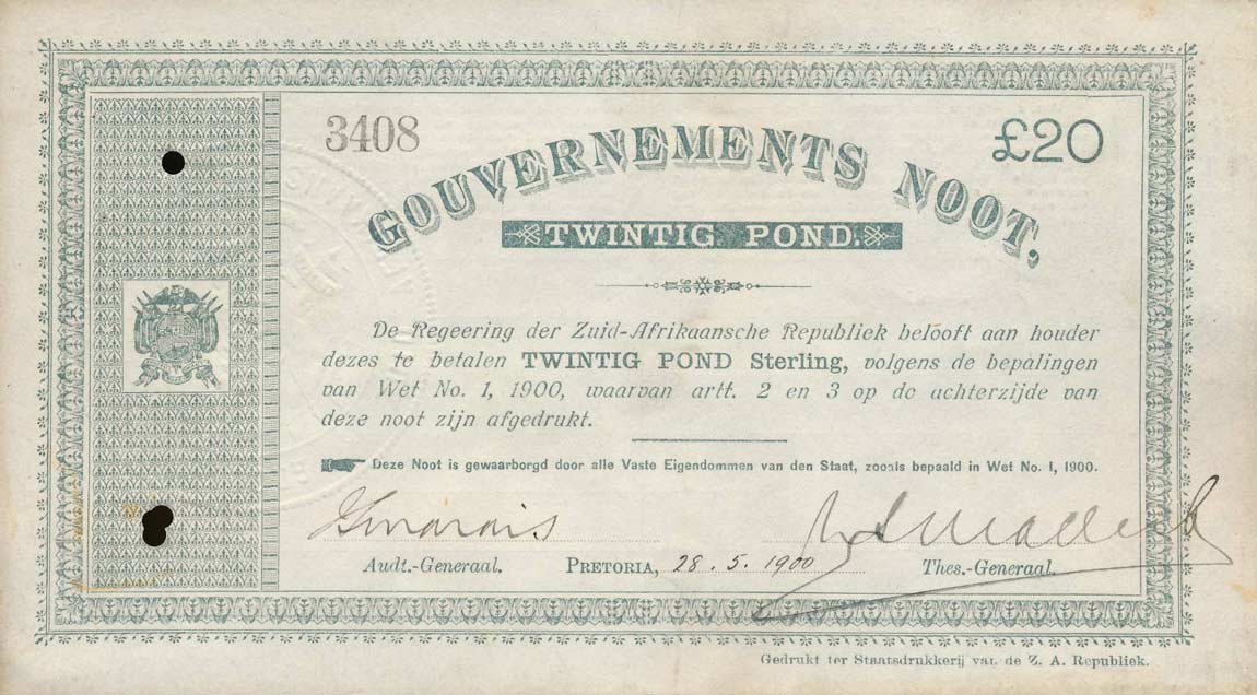 Front of South Africa p57b: 20 Pounds from 1900