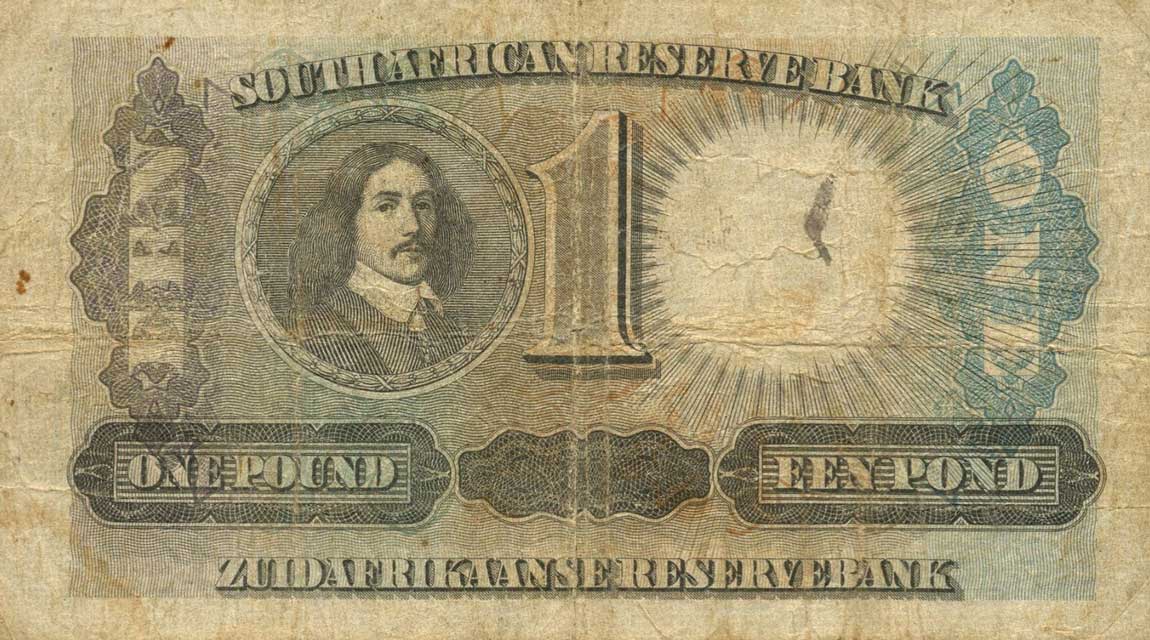 Back of South Africa p80: 1 Pound from 1925