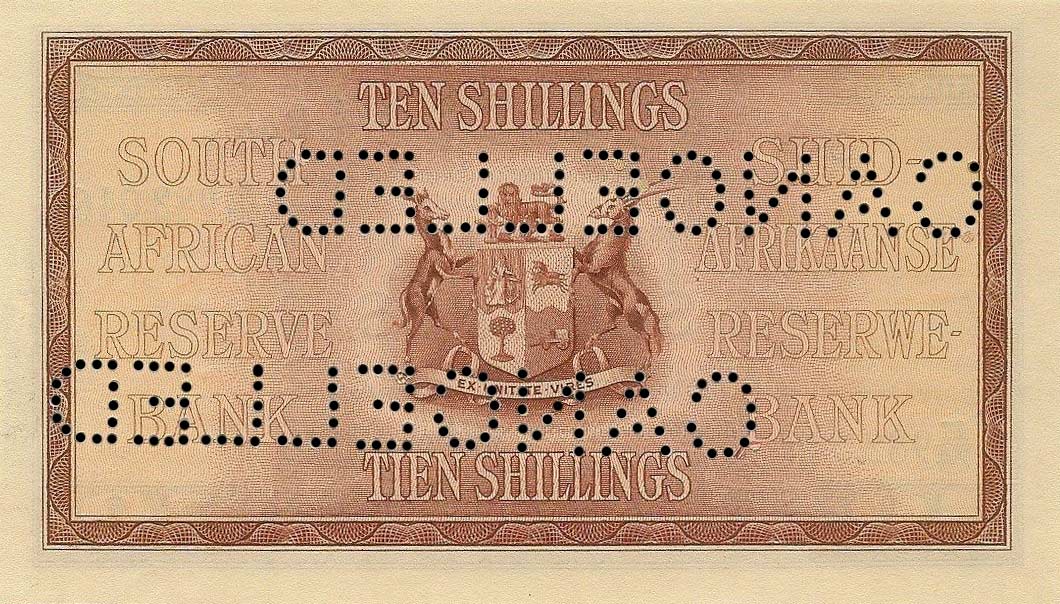 Back of South Africa p82s: 10 Shillings from 1928