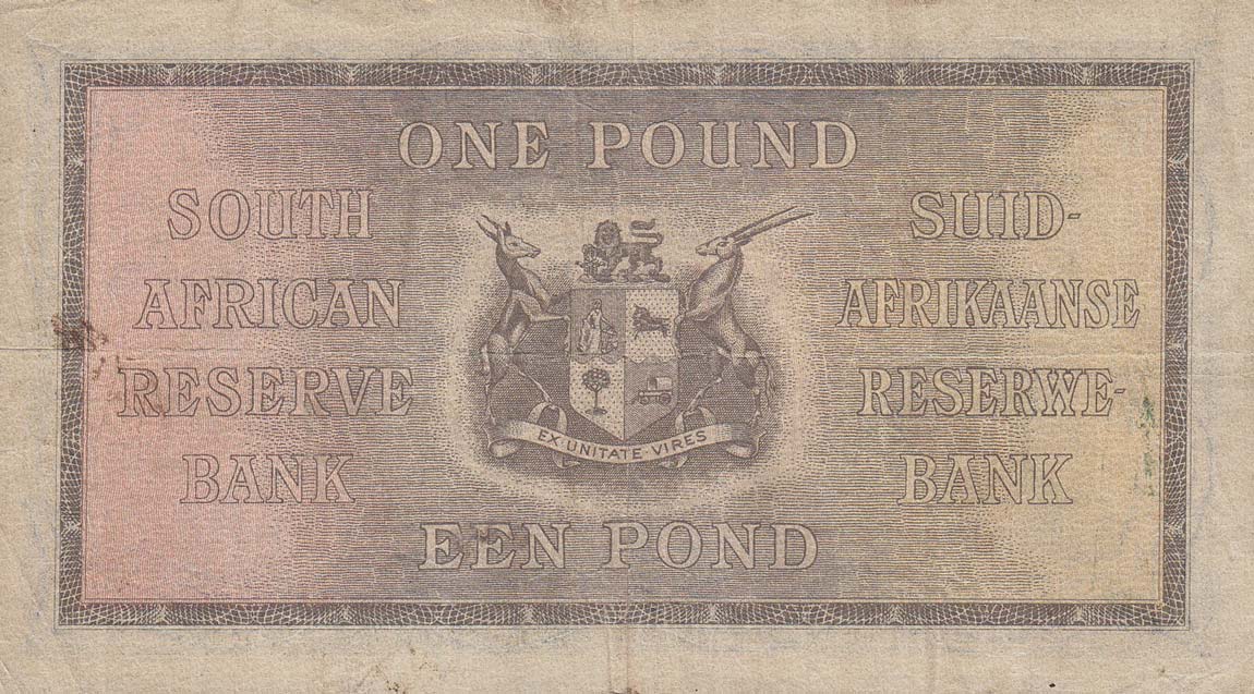 Back of South Africa p84e: 1 Pound from 1938