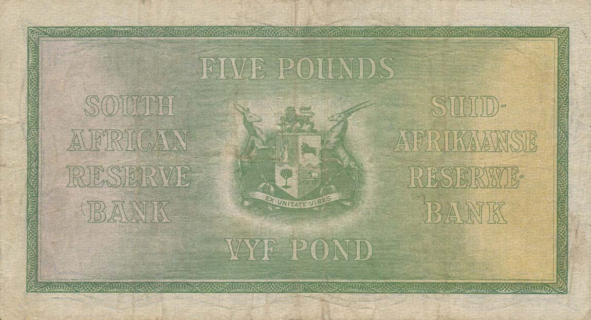 Back of South Africa p86a: 5 Pounds from 1929