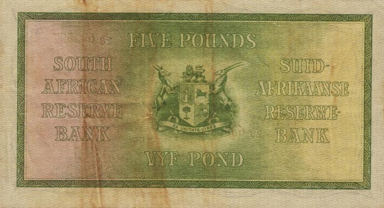 Back of South Africa p86c: 5 Pounds from 1946