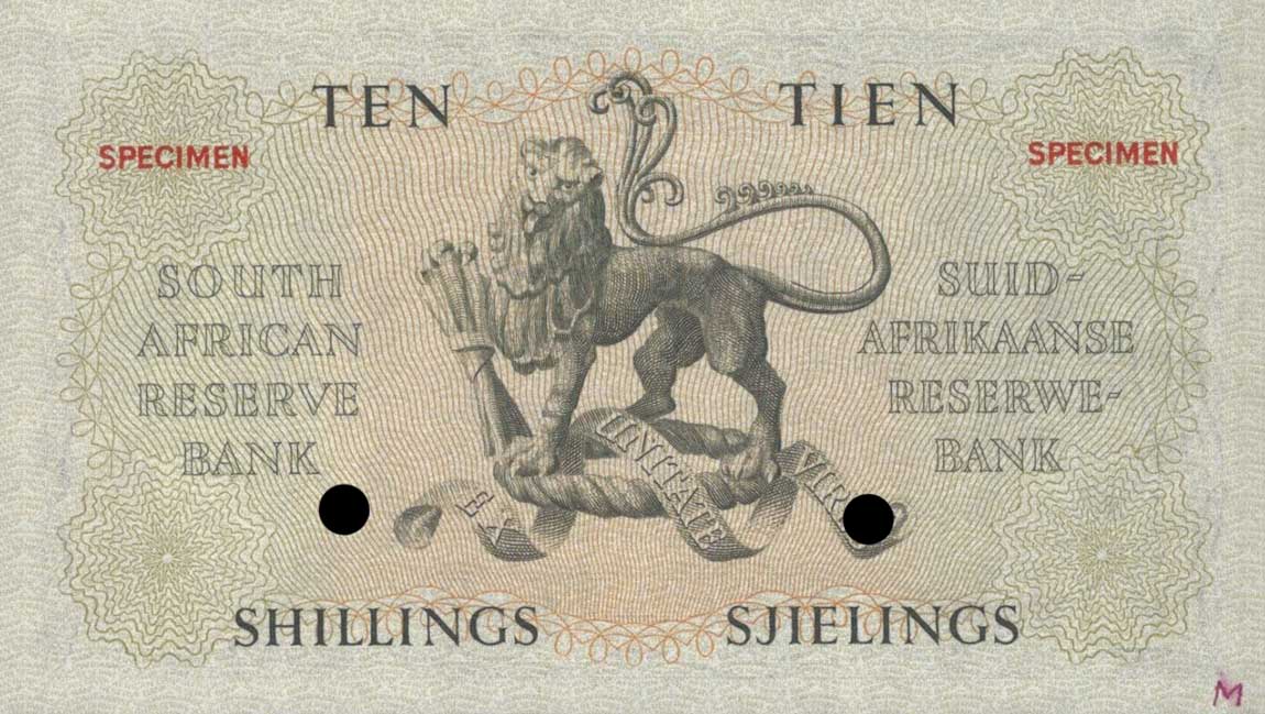 Back of South Africa p91ct: 10 Shillings from 1948