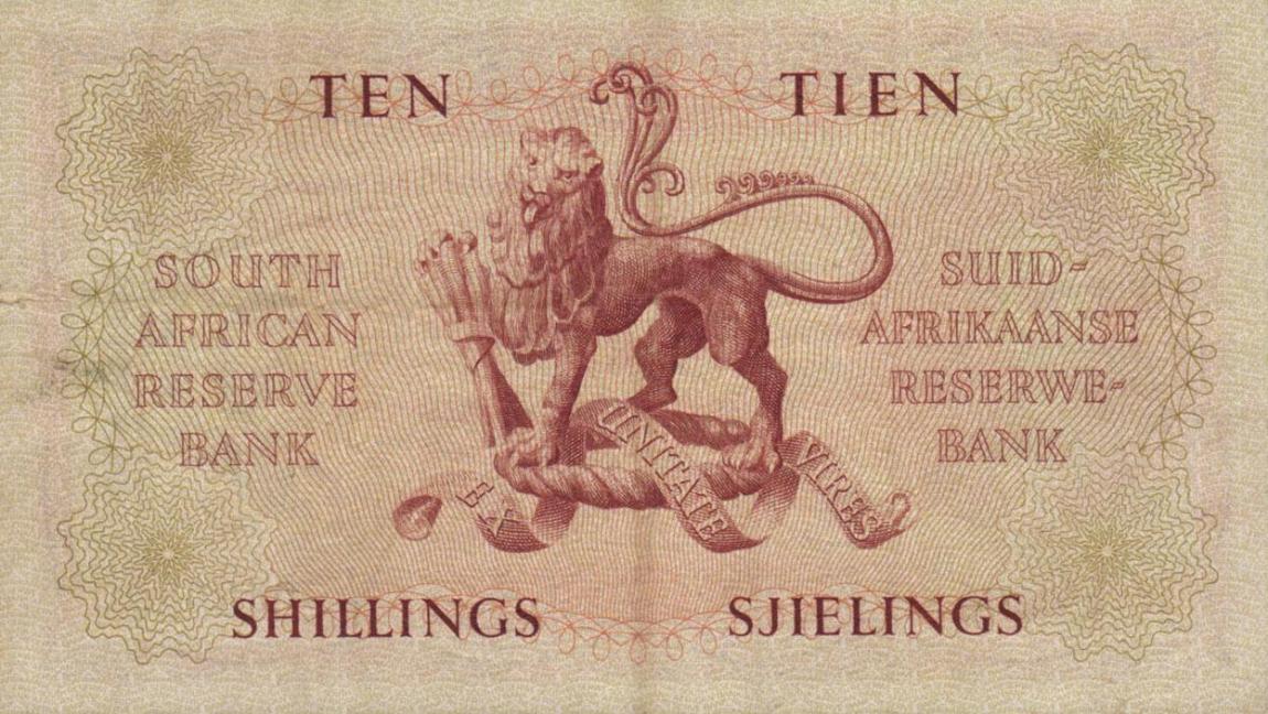 Back of South Africa p91d: 10 Shillings from 1951