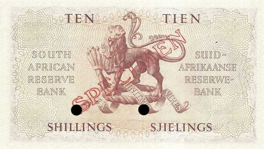 Back of South Africa p91s: 10 Shillings from 1948