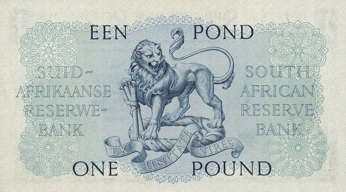 Back of South Africa p93a: 1 Pound from 1949