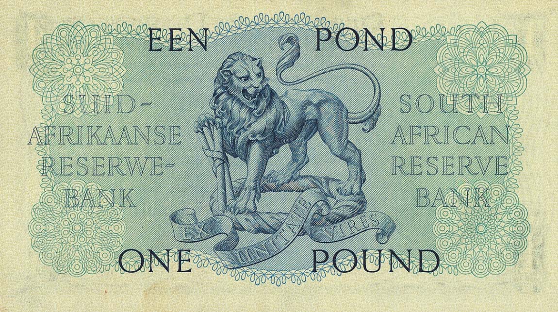 Back of South Africa p93b: 1 Pound from 1949