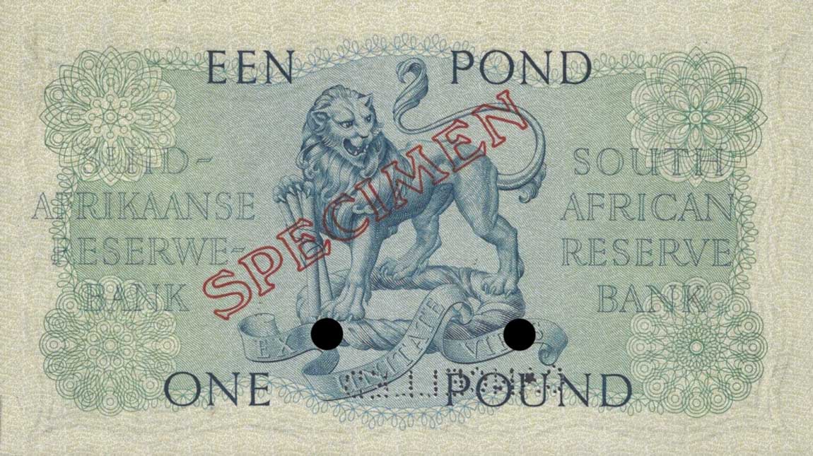 Back of South Africa p93s: 1 Pound from 1949