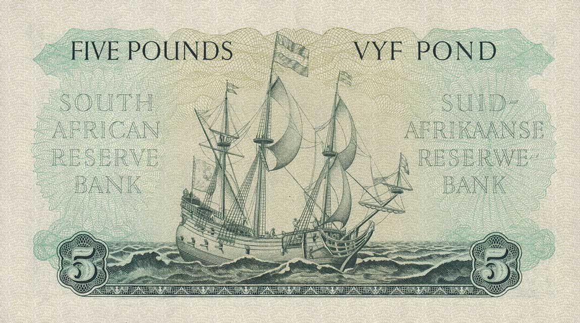 Back of South Africa p97a: 5 Pounds from 1950