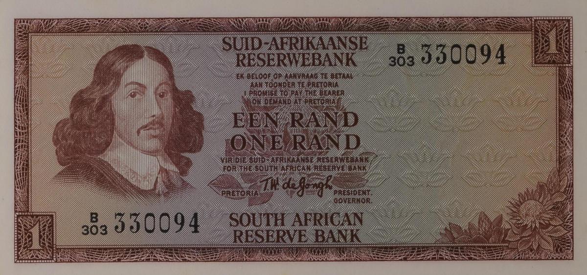 Front of South Africa p110b: 1 Rand from 1967