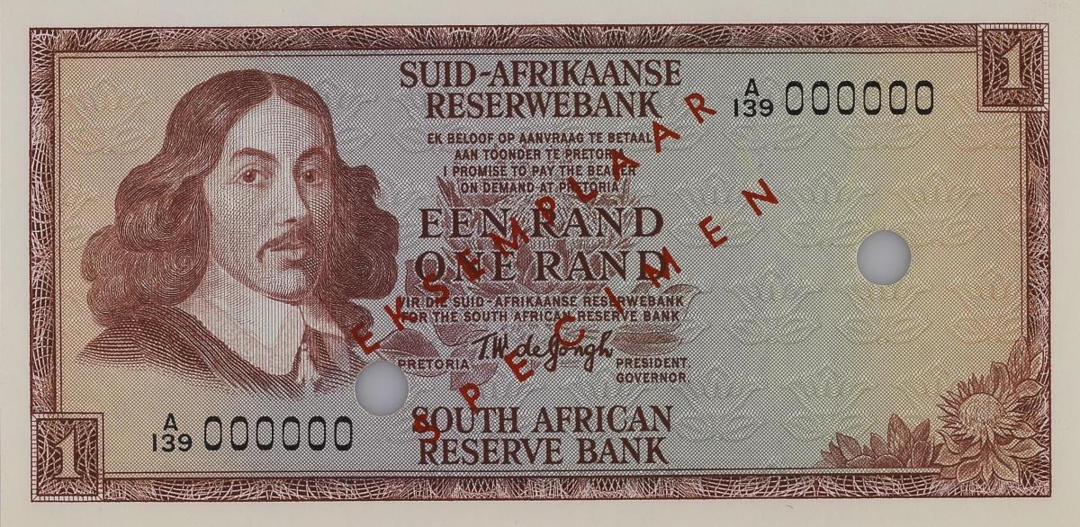 Front of South Africa p110s2: 1 Rand from 1967