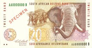 p124s from South Africa: 20 Rand from 1993 p124s from South Africa: 20 Rand from 1993