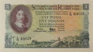 p96a from South Africa: 5 Pounds from 1950