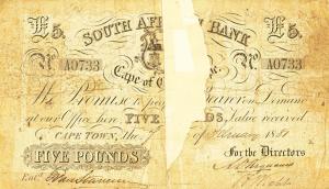 pS261 from South Africa: 5 Pounds from 1881 pS261 from South Africa: 5 Pounds from 1881