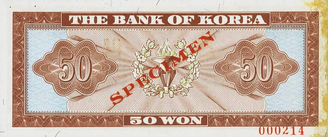 Back of Korea, South p34s: 50 Won from 1962