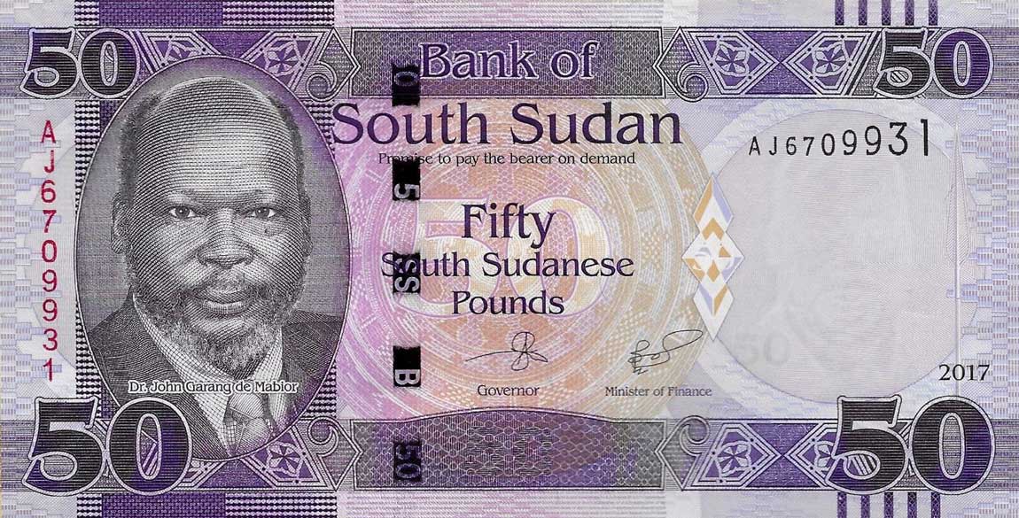 Front of South Sudan p14c: 50 Pounds from 2017