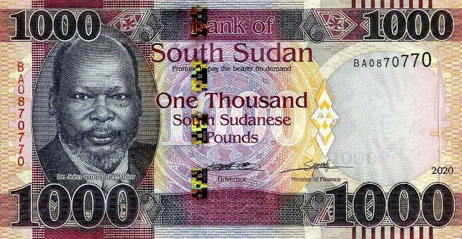 Front of South Sudan p17a: 1000 Pounds from 2020