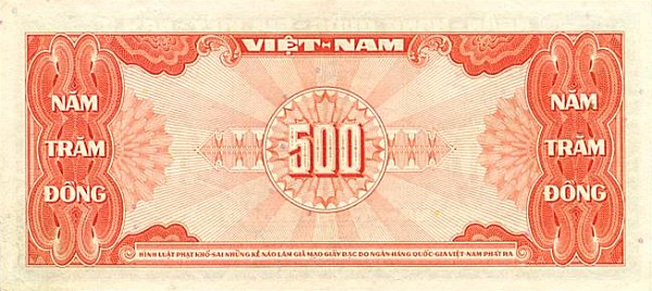 Back of Vietnam, South p10a: 500 Dong from 1955