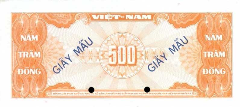 Back of Vietnam, South p10s1: 500 Dong from 1955