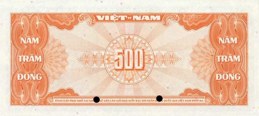 Back of Vietnam, South p10s2: 500 Dong from 1955