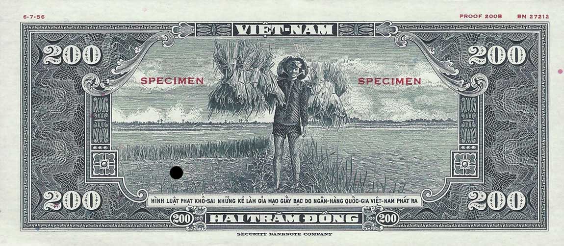 Back of Vietnam, South p14Act3: 200 Dong from 1955