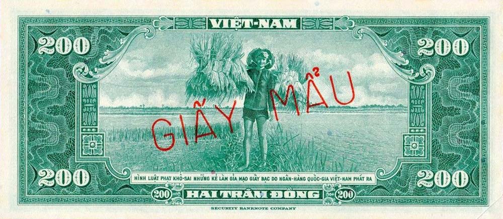 Back of Vietnam, South p14As1: 200 Dong from 1955