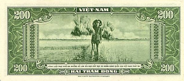 Back of Vietnam, South p14a: 200 Dong from 1955