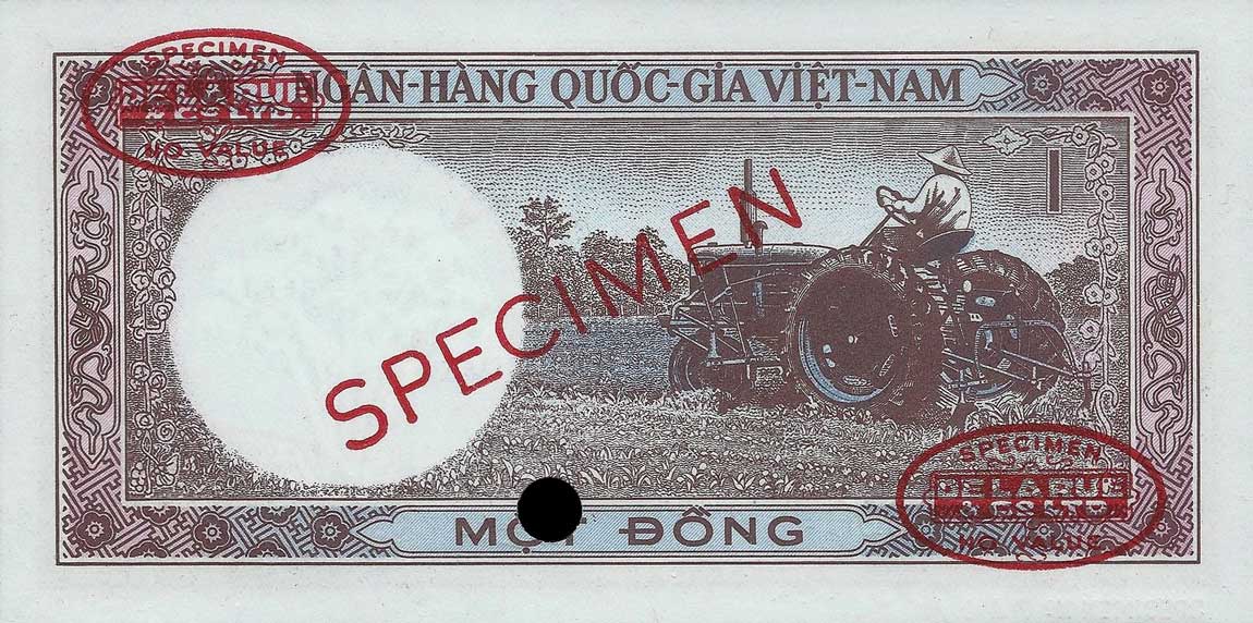 Back of Vietnam, South p15s2: 1 Dong from 1964