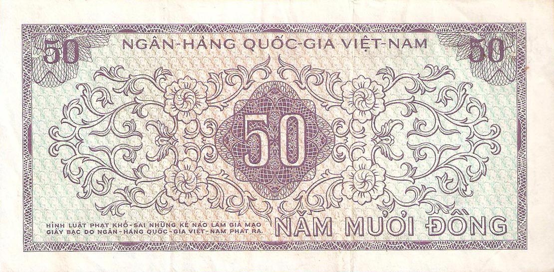 Back of Vietnam, South p17a: 50 Dong from 1966